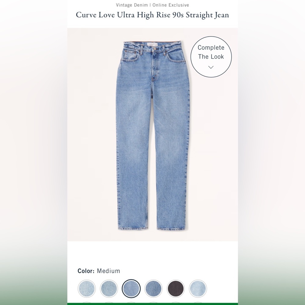 Abercrombie Curve Ultra High Rise 90s Straight Jean - 30 Short - Medium Color